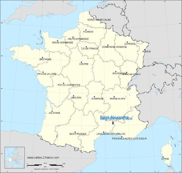 Distance Bagnols-sur-Cèze Saint-Alexandre sur la carte de France
