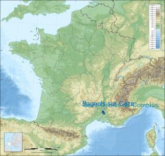 Distance entre de Bagnols-sur-Cèze et Saint-Geniès-de-Comolas sur la carte de France