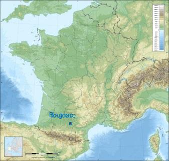 Distance entre de Blagnac et Toulouse sur la carte de France