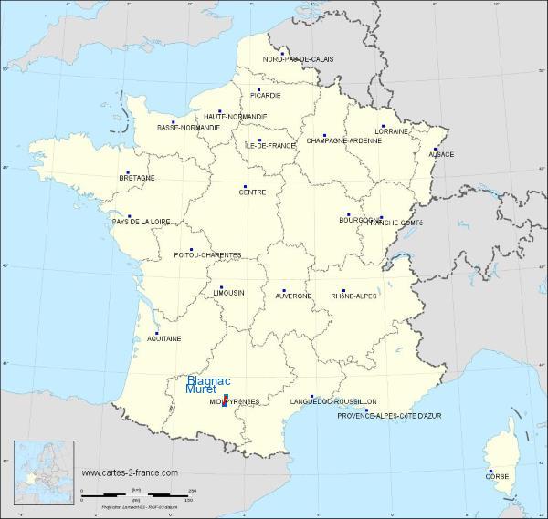 Distance Muret Blagnac sur la carte de France