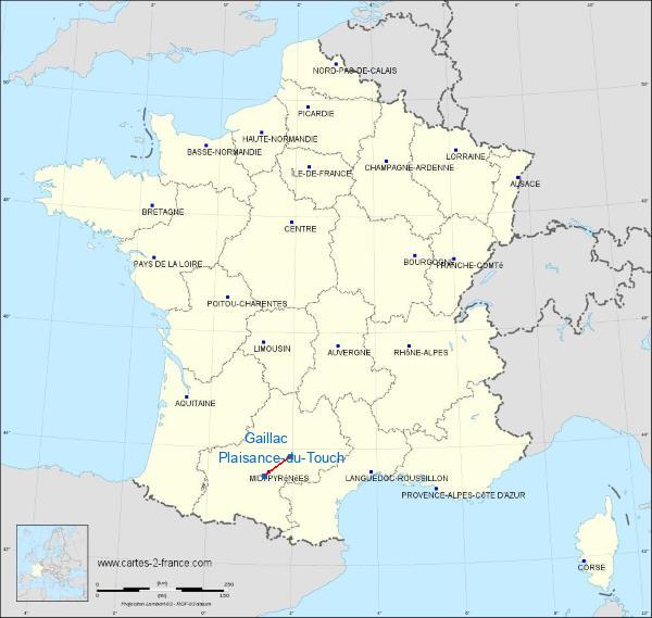 Distance Plaisance-du-Touch Gaillac - Lisle-sur-Tarn sur la carte de France