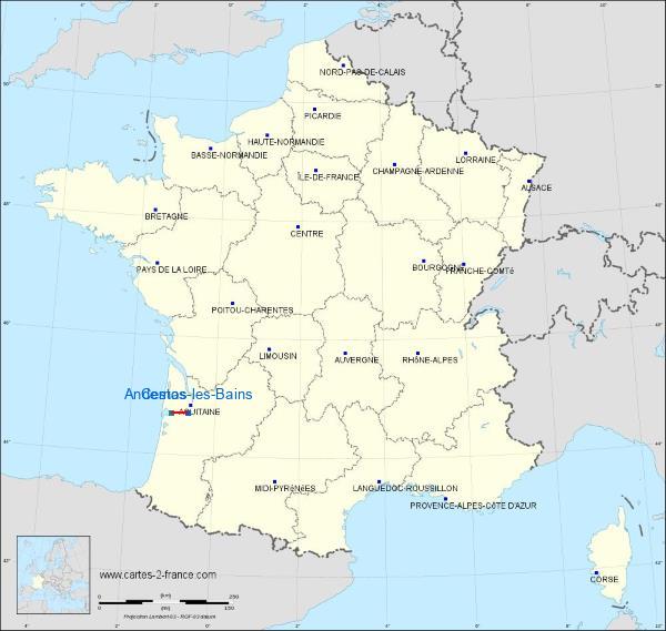 Distance Cestas Andernos-les-Bains sur la carte de France
