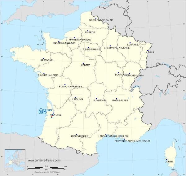 Distance Cestas Le Barp sur la carte de France