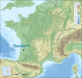 Distance entre de Eysines et Le Pian-Médoc sur la carte de France