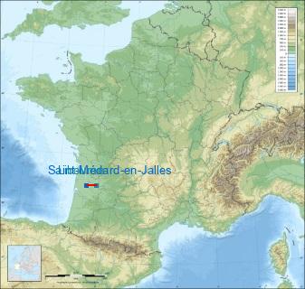 Distance entre de Saint-Médard-en-Jalles et Libourne sur la carte de France