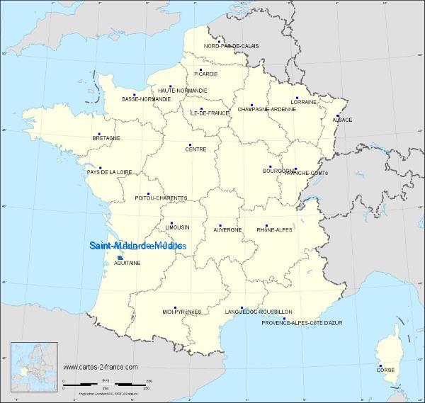 Distance Saint-Médard-en-Jalles Saint-Aubin-de-Médoc sur la carte de France