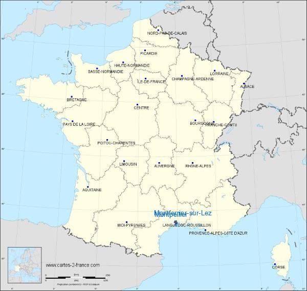 Distance Montpellier Montferrier-sur-Lez sur la carte de France