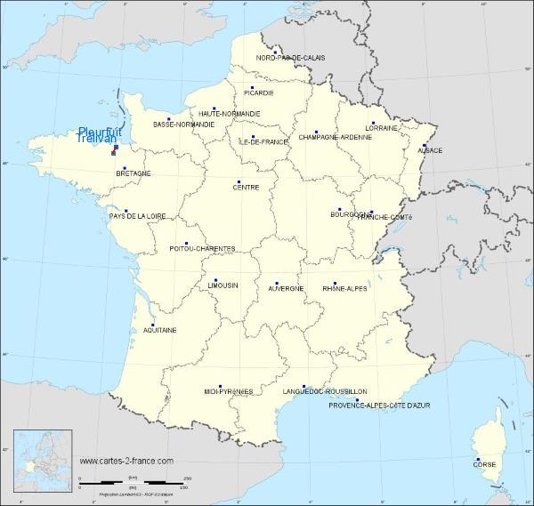 Distance Dinard–Pleurtuit–Saint-Malo Airport Dinan-Trélivan sur la carte de France