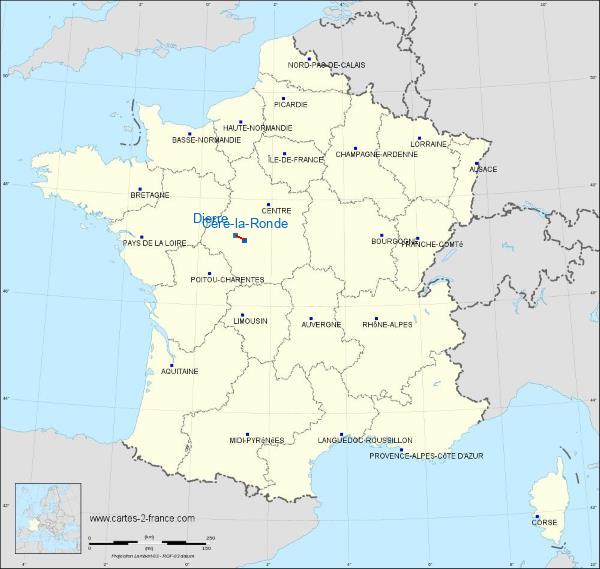 Distance Céré-la-Ronde Amboise-Dierre sur la carte de France