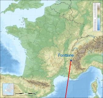 Distance entre de Fontaine et Ambérieu sur la carte de France