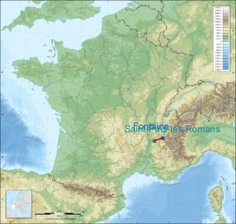 Distance entre de Fontaine et Romans - Saint-Paul sur la carte de France