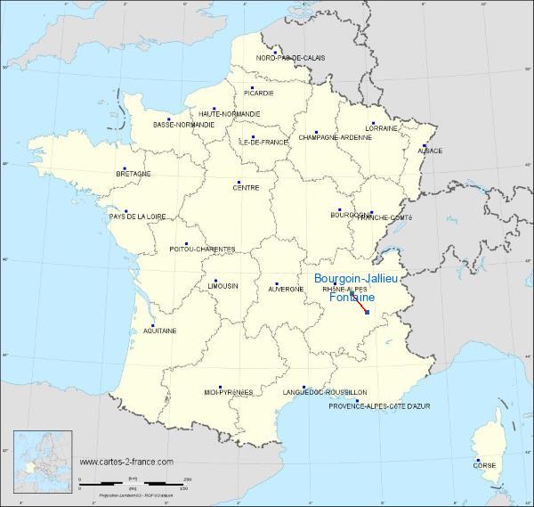 Distance Fontaine Bourgoin-Jallieu sur la carte de France