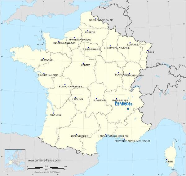 Distance Fontaine Échirolles sur la carte de France
