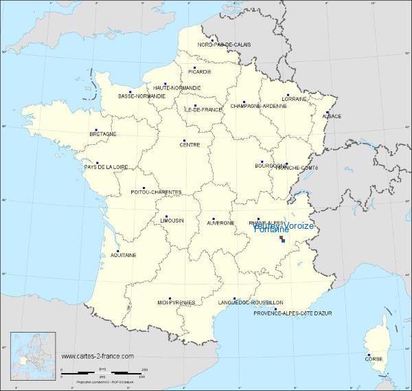 Distance Fontaine Veurey-Voroize sur la carte de France