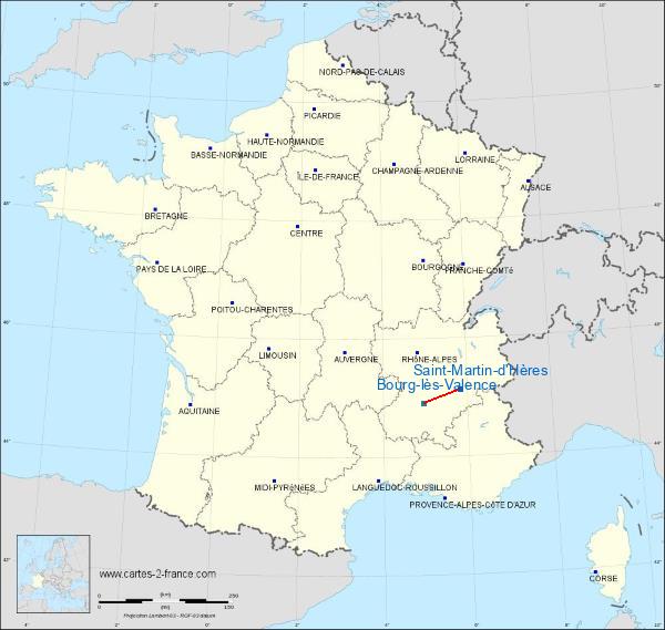 Distance Saint-Martin-d’Hères Bourg-lès-Valence sur la carte de France