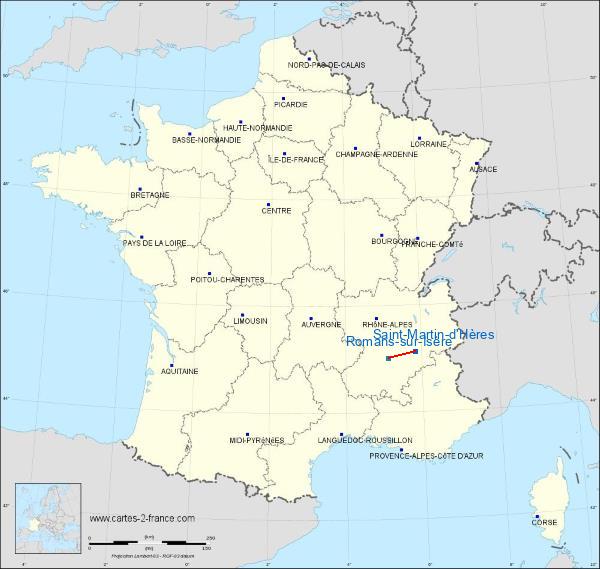 Distance Saint-Martin-d’Hères Romans-sur-Isère sur la carte de France