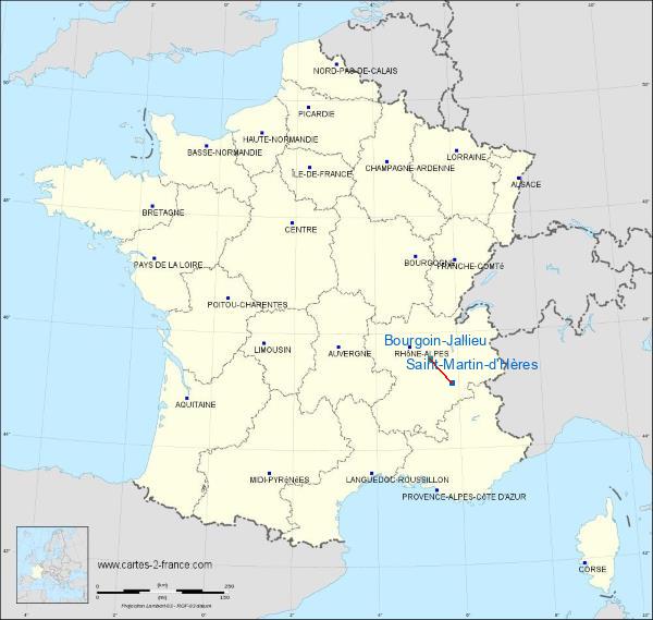 Distance Saint-Martin-d’Hères Bourgoin sur la carte de France