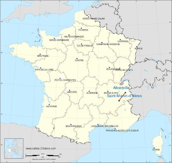 Distance Saint-Martin-d’Hères Albertville sur la carte de France