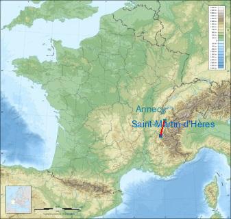 Distance entre de Saint-Martin-d’Hères et Seynod sur la carte de France