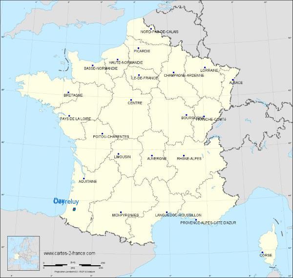 Distance Dax Oeyreluy sur la carte de France