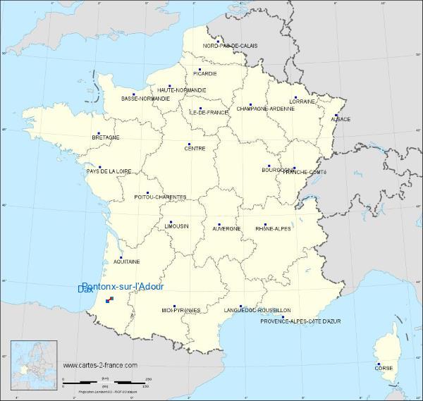 Distance Dax Pontonx-sur-l'Adour sur la carte de France