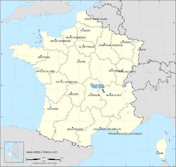 Distance Roanne Neulise sur la carte de France