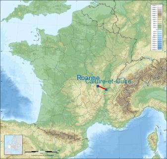 Distance entre de Roanne et Caluire-et-Cuire sur la carte de France
