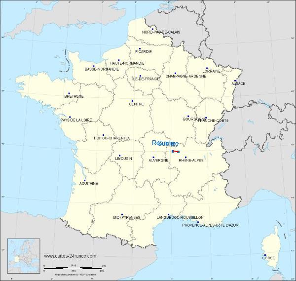 Distance Roanne Cublize sur la carte de France