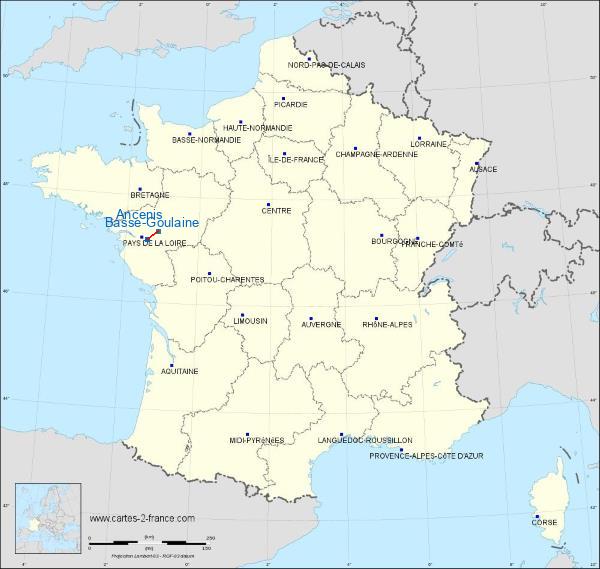 Distance Basse-Goulaine Ancenis sur la carte de France