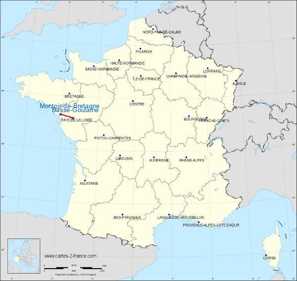 Distance Basse-Goulaine Saint-Nazaire - Montoir sur la carte de France
