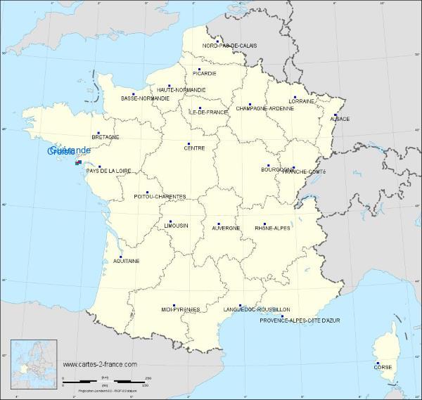 Distance Guérande Le Croisic sur la carte de France