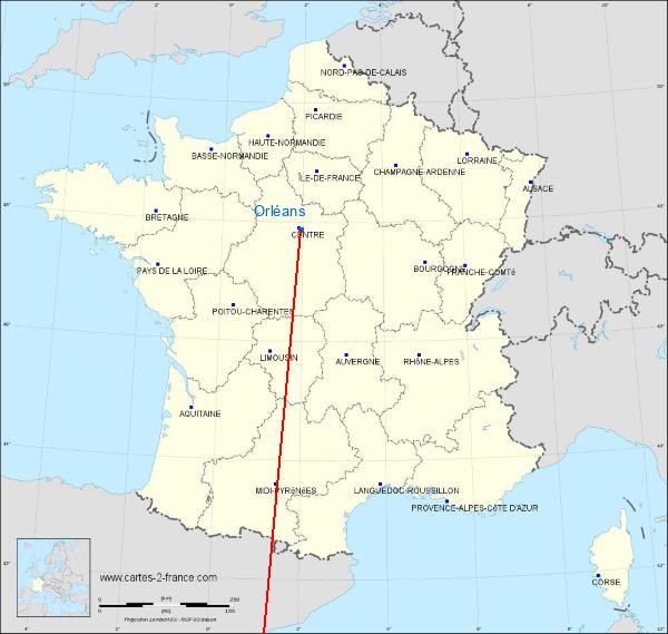 Distance Orléans Antibes sur la carte de France