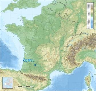 Distance entre de Agen et Layrac sur la carte de France
