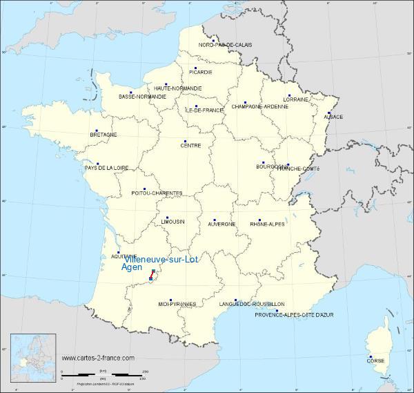 Distance Agen Villeneuve-sur-Lot sur la carte de France