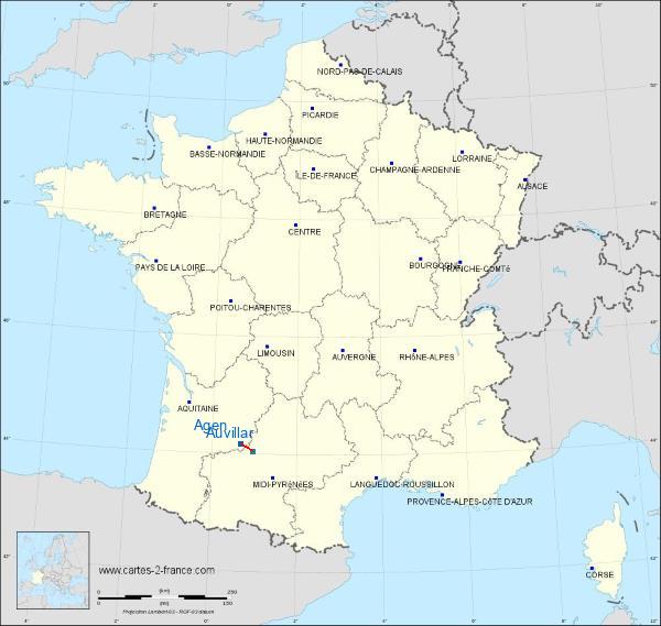Distance Agen Auvillar sur la carte de France