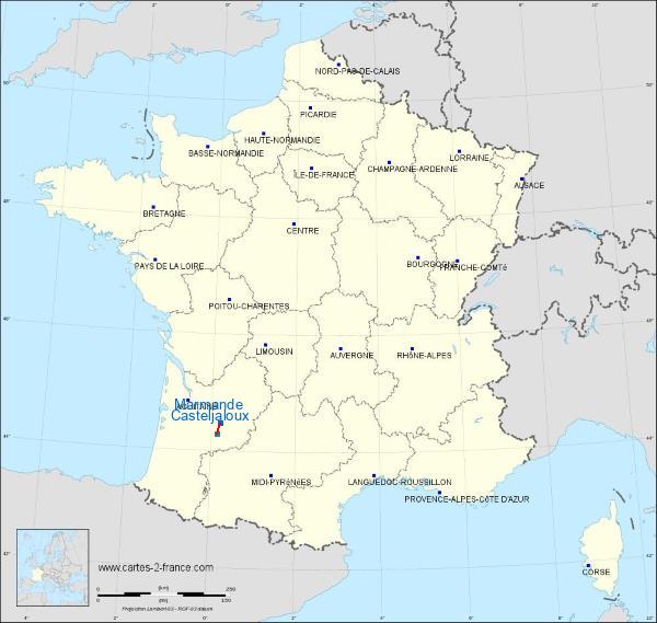 Distance Marmande Casteljaloux sur la carte de France