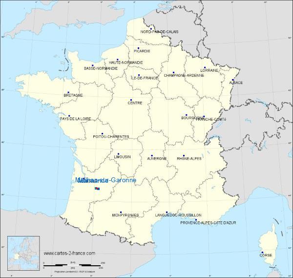 Distance Marmande Meilhan-sur-Garonne sur la carte de France