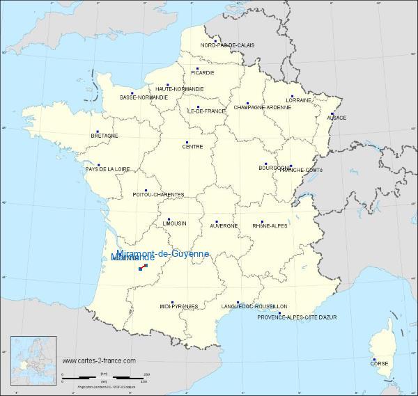 Distance Marmande Miramont-de-Guyenne sur la carte de France