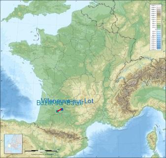 Distance entre de Villeneuve-sur-Lot et Buzet-sur-Baïse sur la carte de France