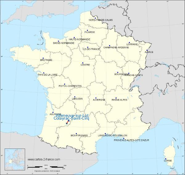 Distance Villeneuve-sur-Lot Colayrac-Saint-Cirq sur la carte de France