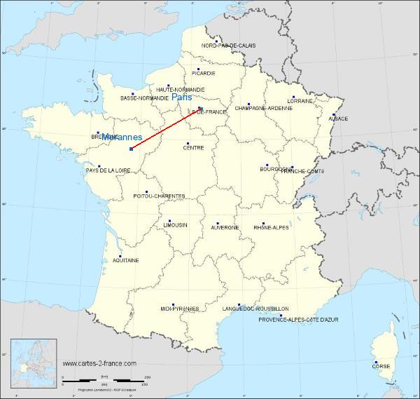 Distance Juigné Paris sur la carte de France