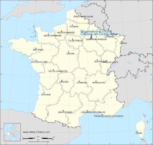 Distance Châlons-en-Champagne Mourmelon-le-Grand sur la carte de France