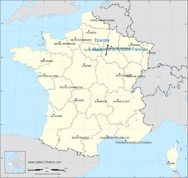Distance Épernay Romilly-sur-Seine sur la carte de France