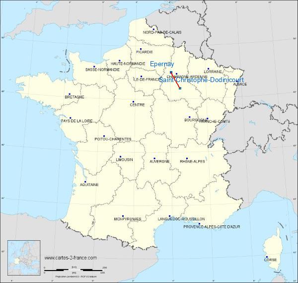 Distance Épernay Brienne-le-Château sur la carte de France