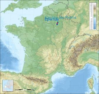 Distance entre de Épernay et Cernay-lès-Reims sur la carte de France