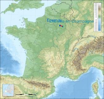 Distance entre de Épernay et Châlons-en-Champagne sur la carte de France