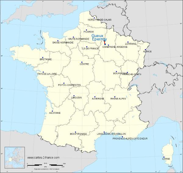 Distance Épernay Gueux sur la carte de France