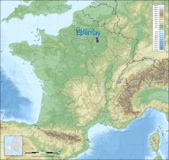 Distance entre de Épernay et Gueux sur la carte de France