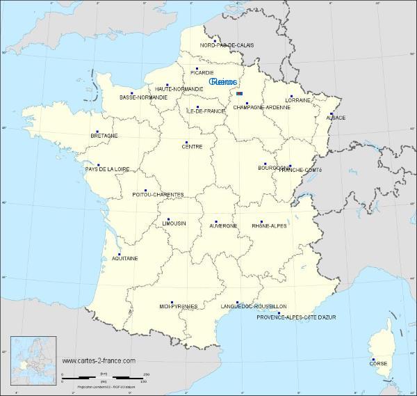 Distance Reims Gueux sur la carte de France