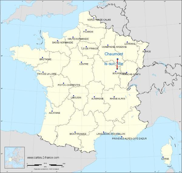 Distance Chaumont Is-sur-Tille sur la carte de France